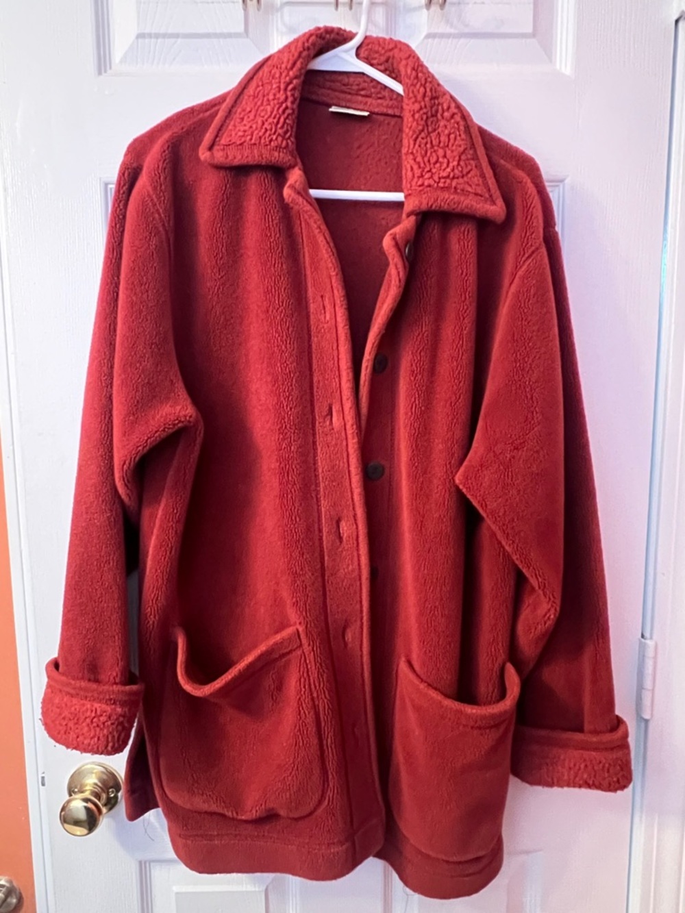 L.L. Bean Plush Teddy Jacket in Deep Burnt Red / Orange
